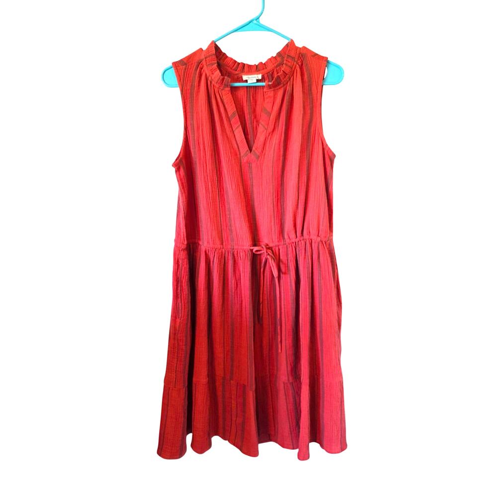 Sundance Womens Adley Gauze Cotton Striped Sundress Size Medium Orange Summer